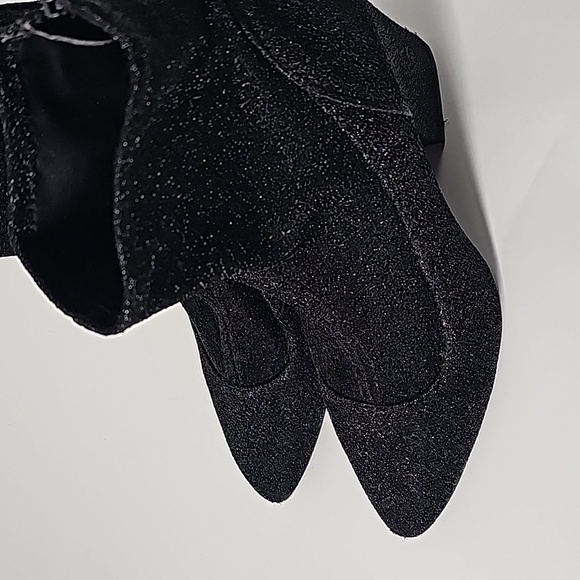 Nine West Black Metallic Block Heel Almond Toe Sock Booties - Picture 4 of 9